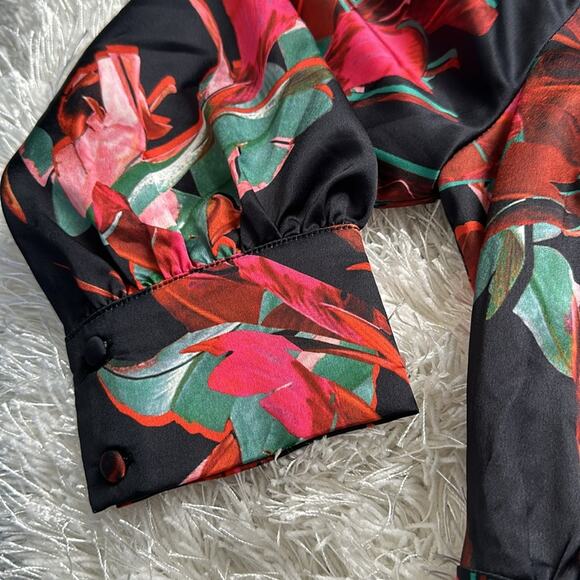 NWT ASOS Lost Ink wide leg jumpsuit with tie waist in abstract floral print XXS - Picture 16 of 16